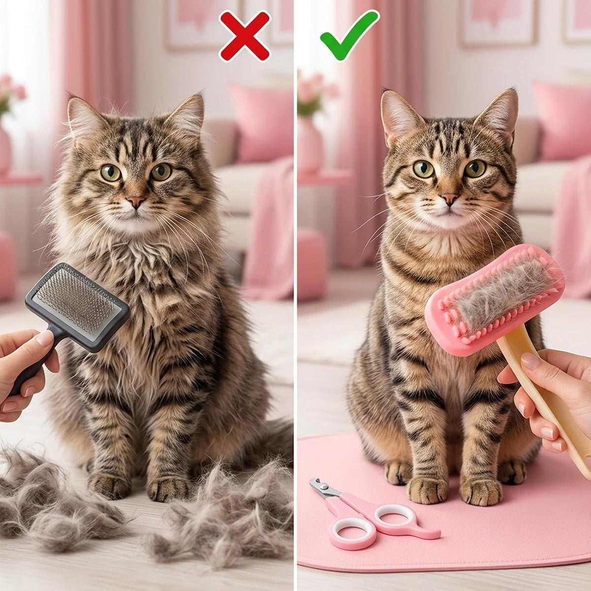 Yuanan hair buster comb set being used for small pet care and relaxation