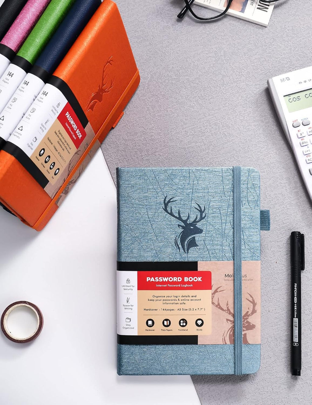 molekaus Password Book with tabs Password Keeper with Extra Password Space to Change Password. Medium Size Password Notebook for Home or Office for Internet Log In, 5.3 * 7.7in Light blue - Image 9