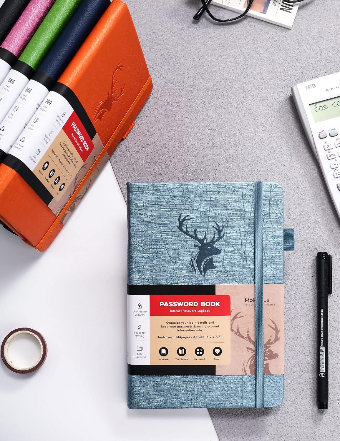 molekaus Password Book with tabs Password Keeper with Extra Password Space to Change Password. Medium Size Password Notebook for Home or Office for Internet Log In, 5.3 * 7.7in Light blue - Image 9
