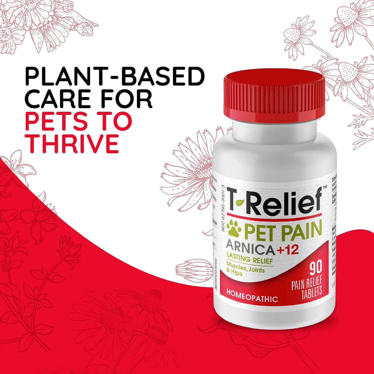 Arnica pet pain reliever label showing active natural ingredients for hip soreness