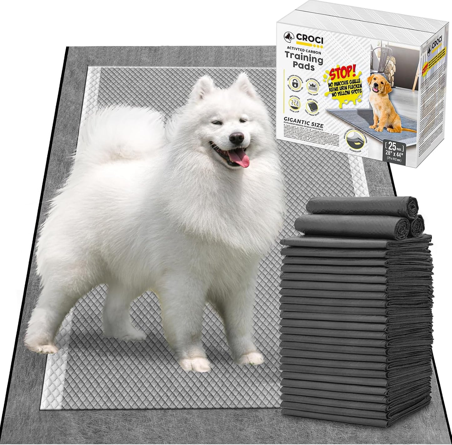 CROCI Charcoal Puppy Pads with Adhesive Tabs, 28x34in Extra Large Pee Pads for Dogs, Odor-Control Super Absorbent Quick-Dry Leak-Proof, Disposable (40 Counts) - Image 10