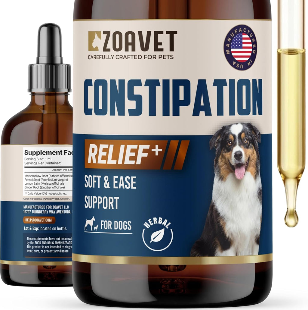 Woof 'n' Purr dog constipation relief liquid bottle front view