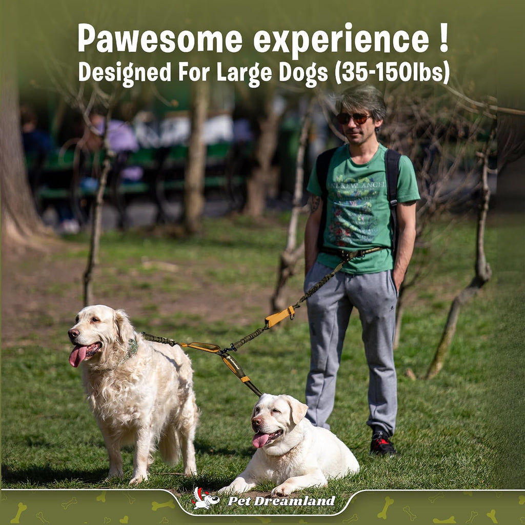 Pet Dreamland double dog leash reflective stitching visibility under low light
