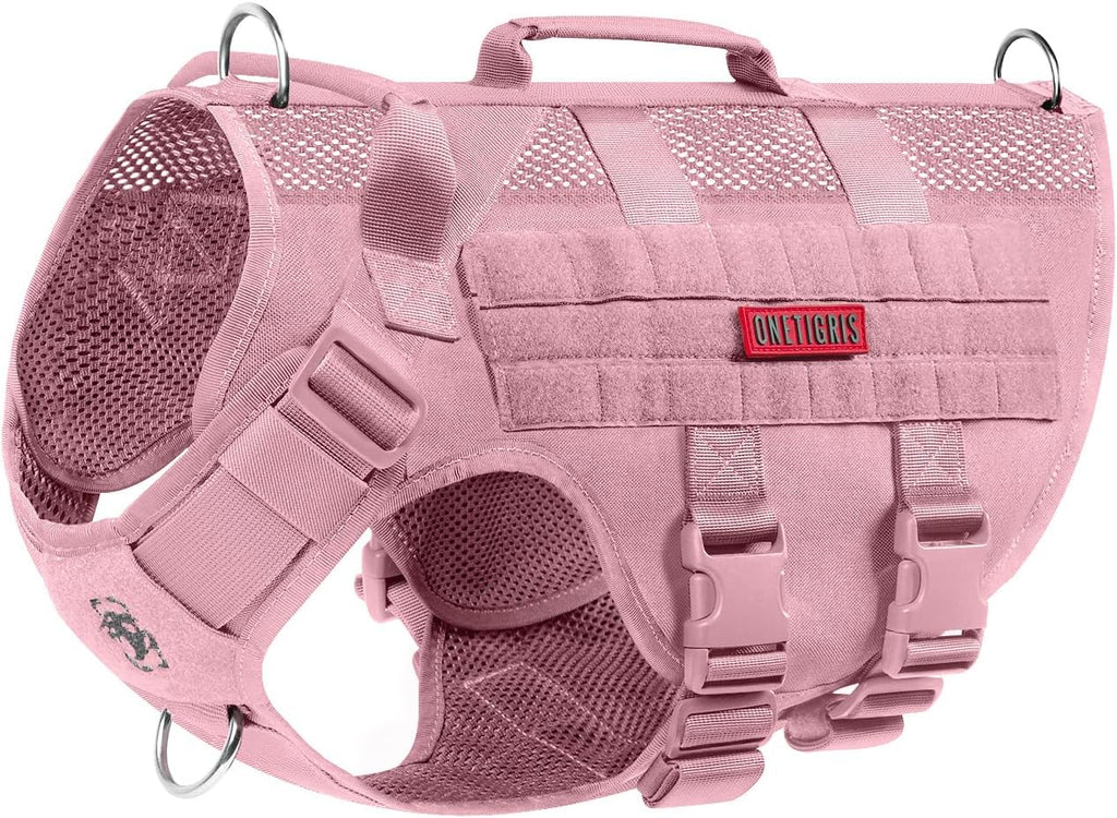 OneTigris Tactical Dog Harness in Mountbatten Pink front view on a dog