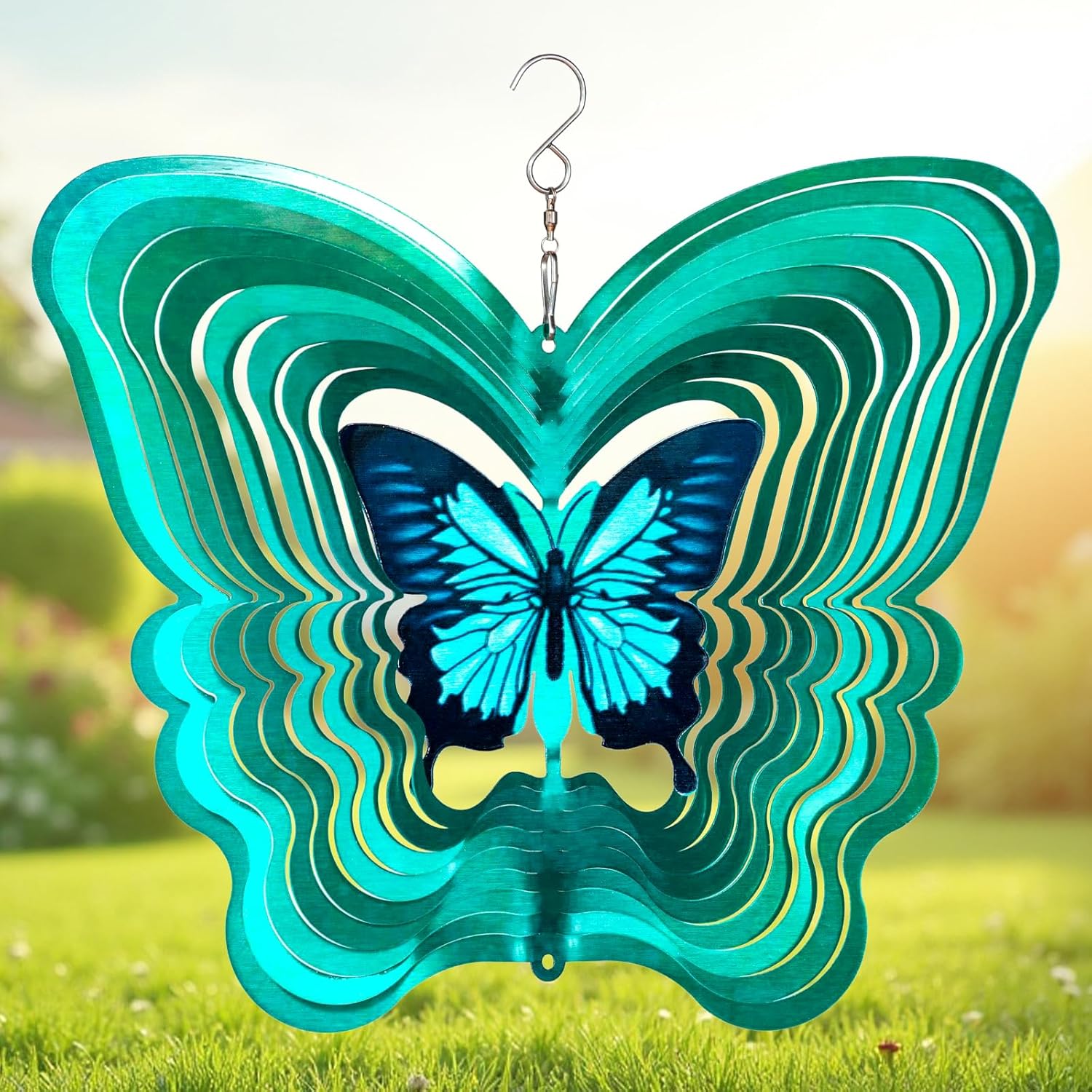 Iseo 12 inch butterfly metal wind spinner front view
