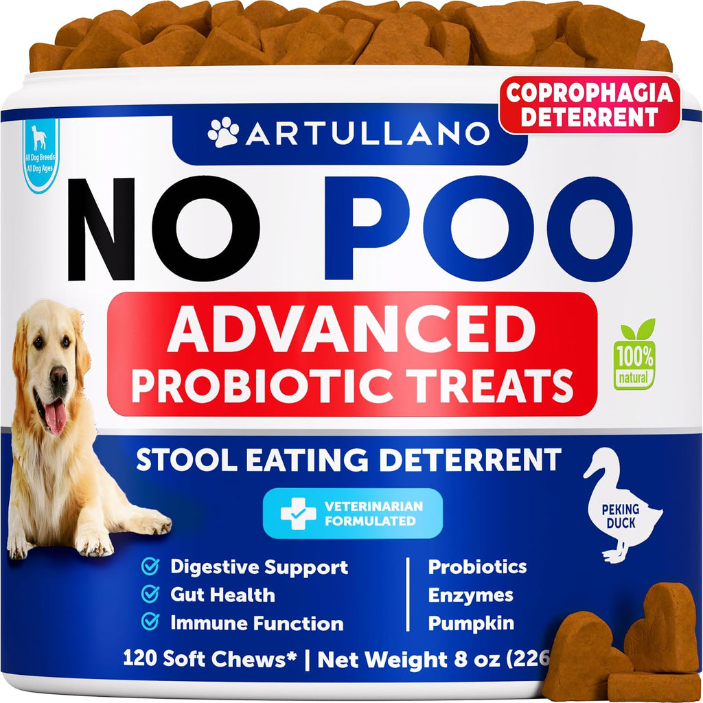 Artullano No Poo Chews for dogs container front view