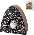 CSR1006A Koko 19" Modern Cardboard Triangle Cat Cave Scratcher with Catnip, Almond - Image 9