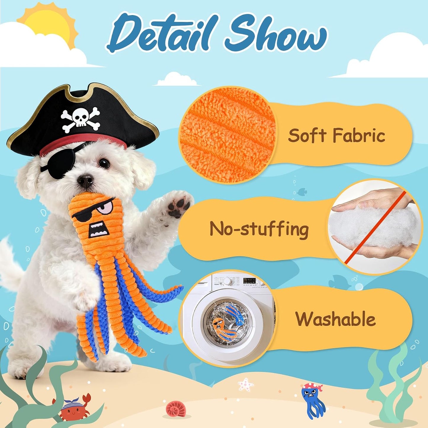 Zeaxuie dog toy showing reinforced stitching design