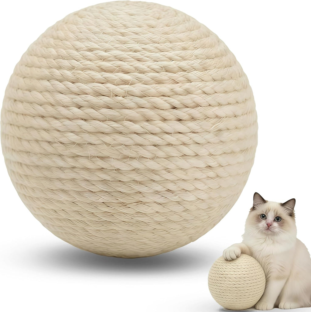 DMZBJ 4-Inch Sisal Cat Toy Ball front view white