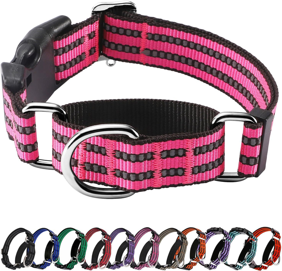 Hikiko Martingale Collar for Dogs Reflective Nylon Dog Collar with Quick Release Buckle Adjustable Training No Slip Dog Collars (Medium, Purple) - Image 15