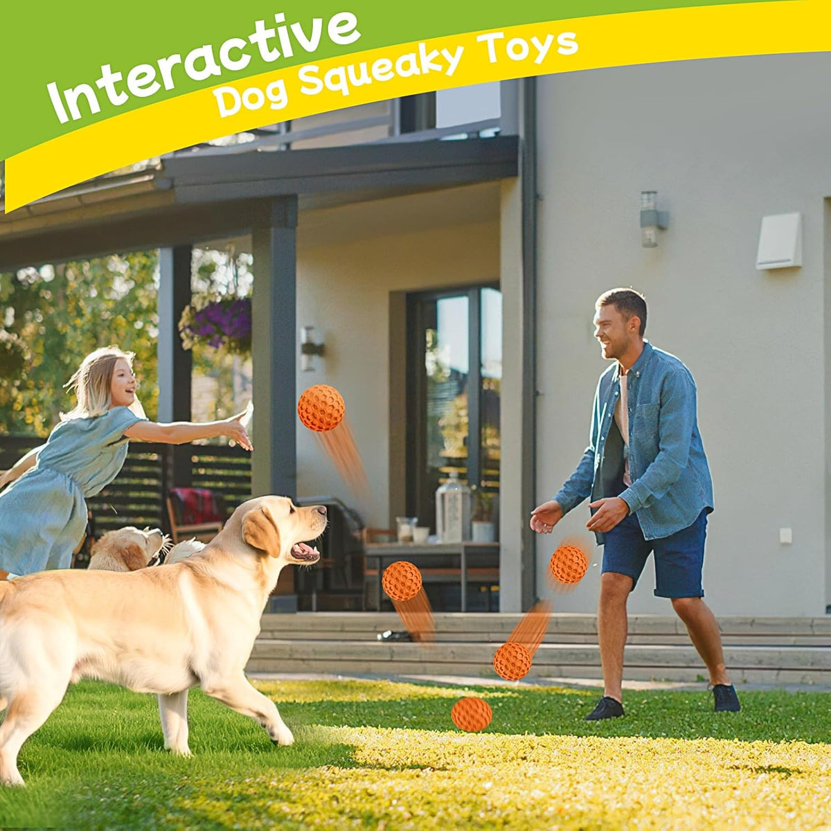 Three colors of havit indestructible squeaky dog balls