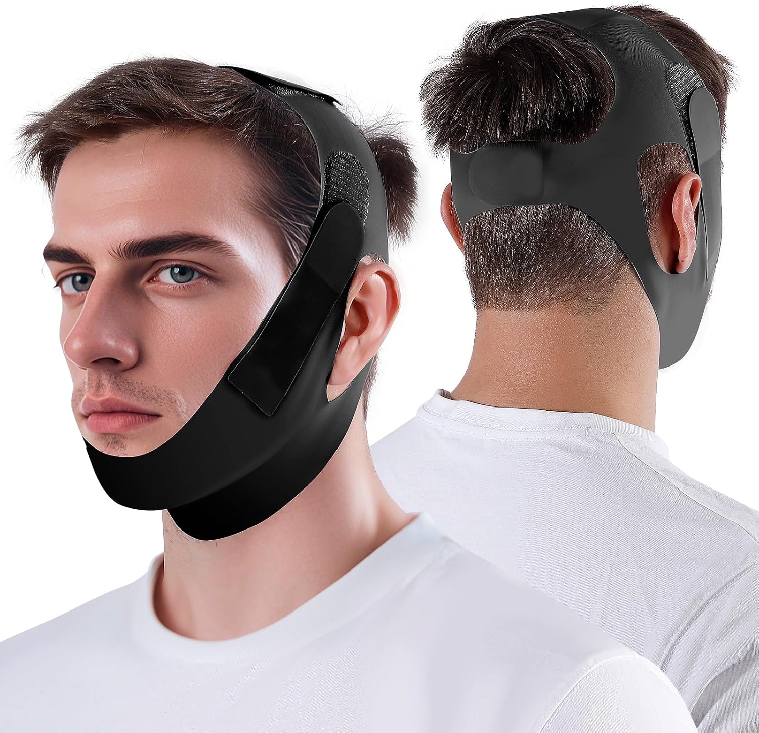 NOIKO Anti Snoring Chin Strap front view showing adjustable fit.