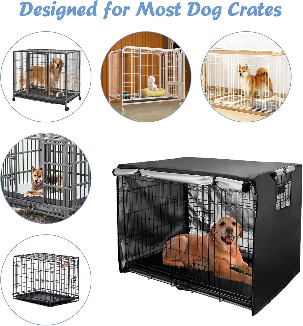 Heavy duty Oxford fabric dog cage shield in black color close up