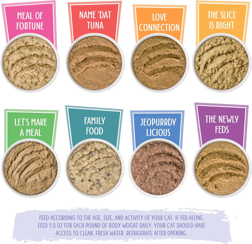 Assorted 2.8 ounce pouches displayed together on a flat surface