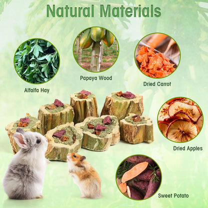 Abizoo small animal dental care sticks showing hand carved papaya trunks texture