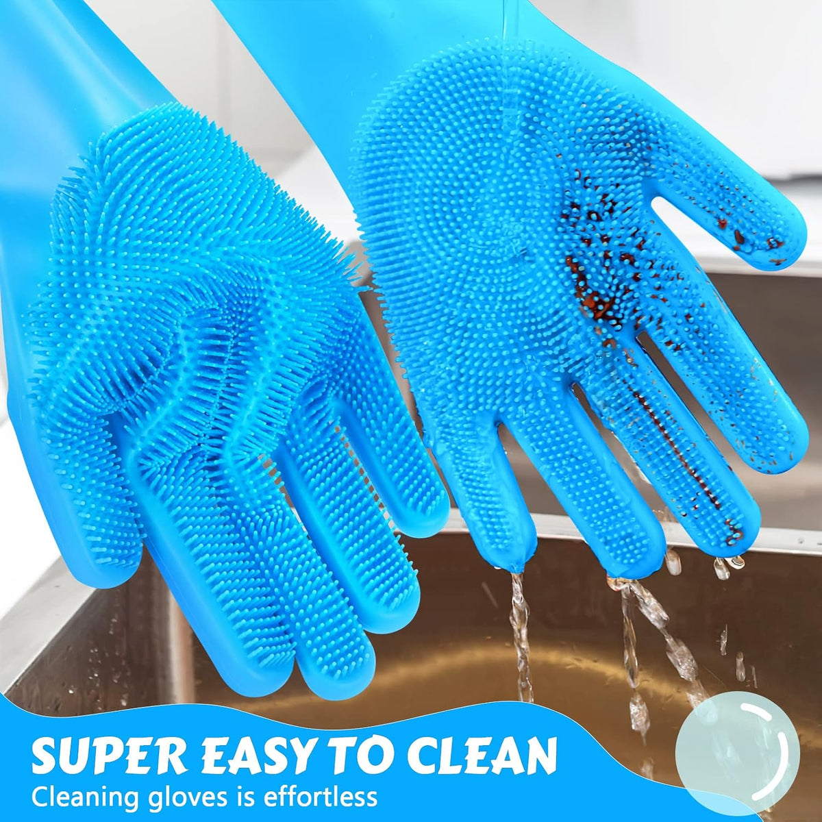 Pecute Silicone Pet Grooming Gloves for Washing Cats Dogs Bath Brush | 3,000 soft bristles, Gentle massage & deshedding, Dishwasher safe, For large/thick coats, Home/car cleaning - Image 9