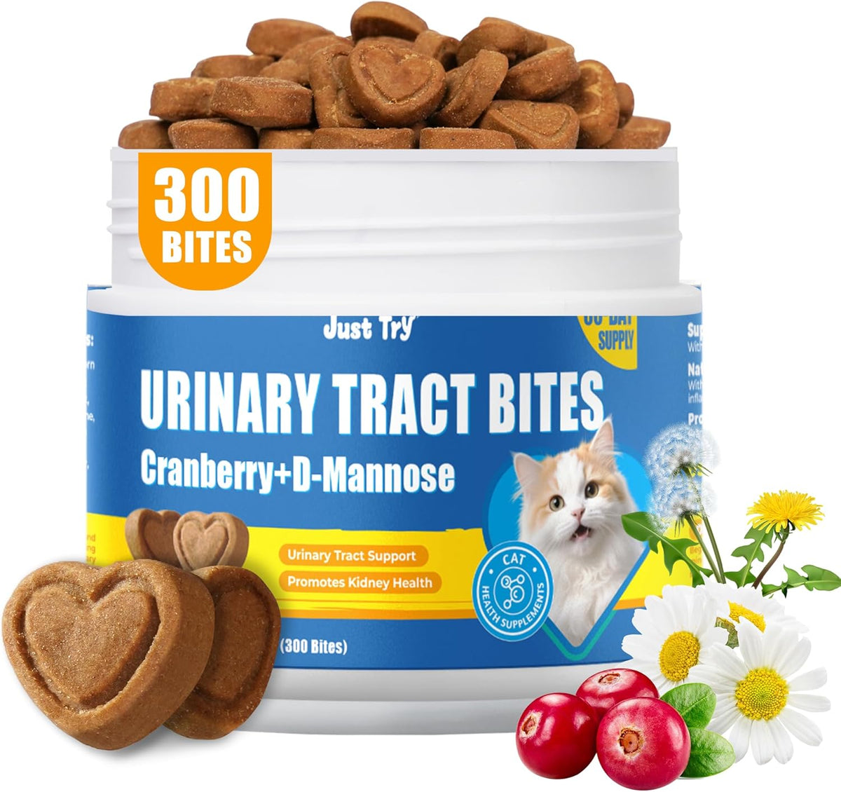 Just Try 300 Bites Hairball Control Cat Treats - Hairball Treatment & Relief for Cats - with Cat Grass, Pumpkin, & Omega-3 Fish Oil, Crunchy Chicken Flavor Crunchy Bites - Image 10