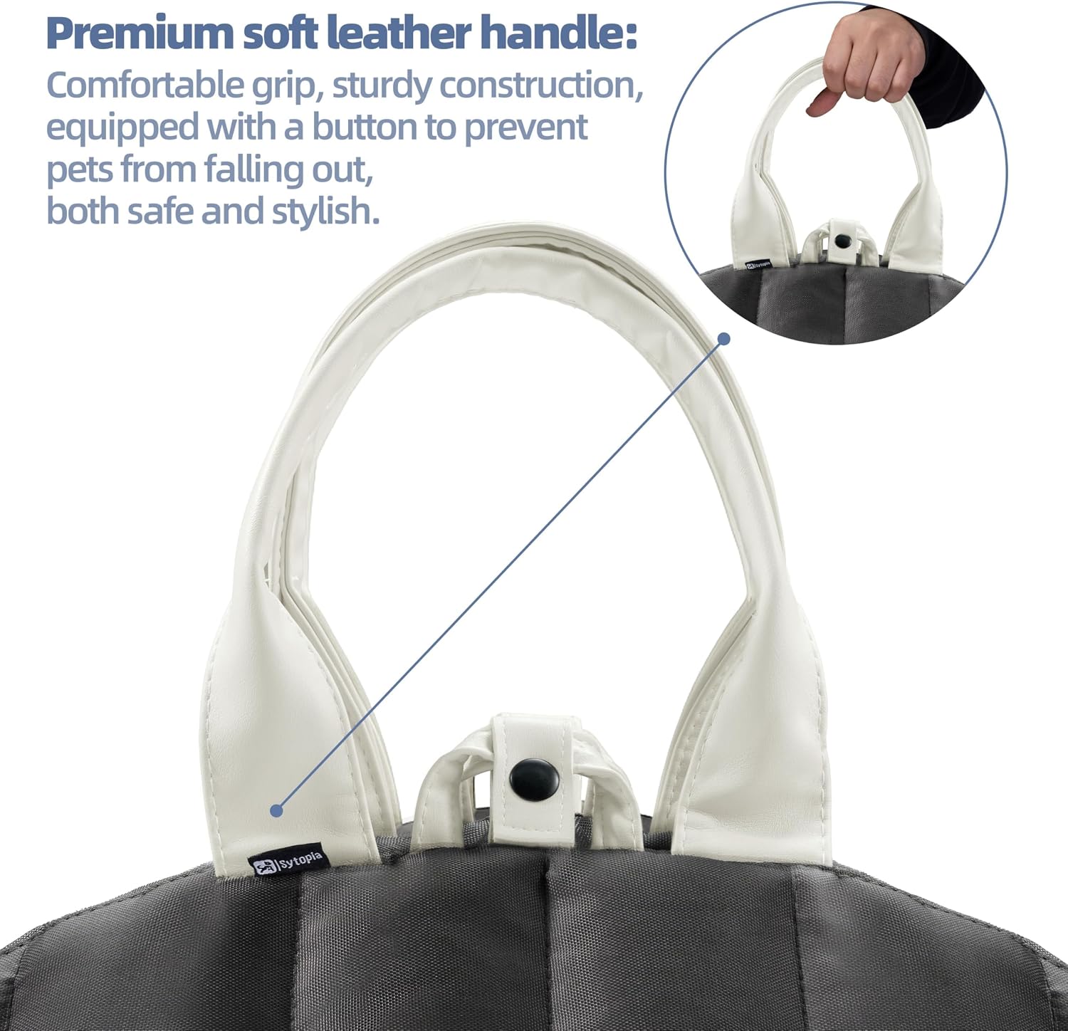 Sytopia waterproof dog purse demonstrating shoulder carry style