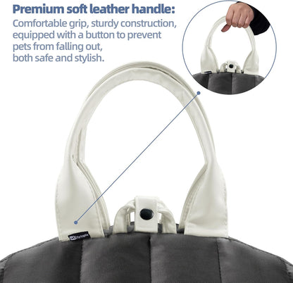 Sytopia waterproof dog purse demonstrating shoulder carry style
