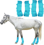 WARMWOW horse fly boots set of 4 front view blue equine leg protection