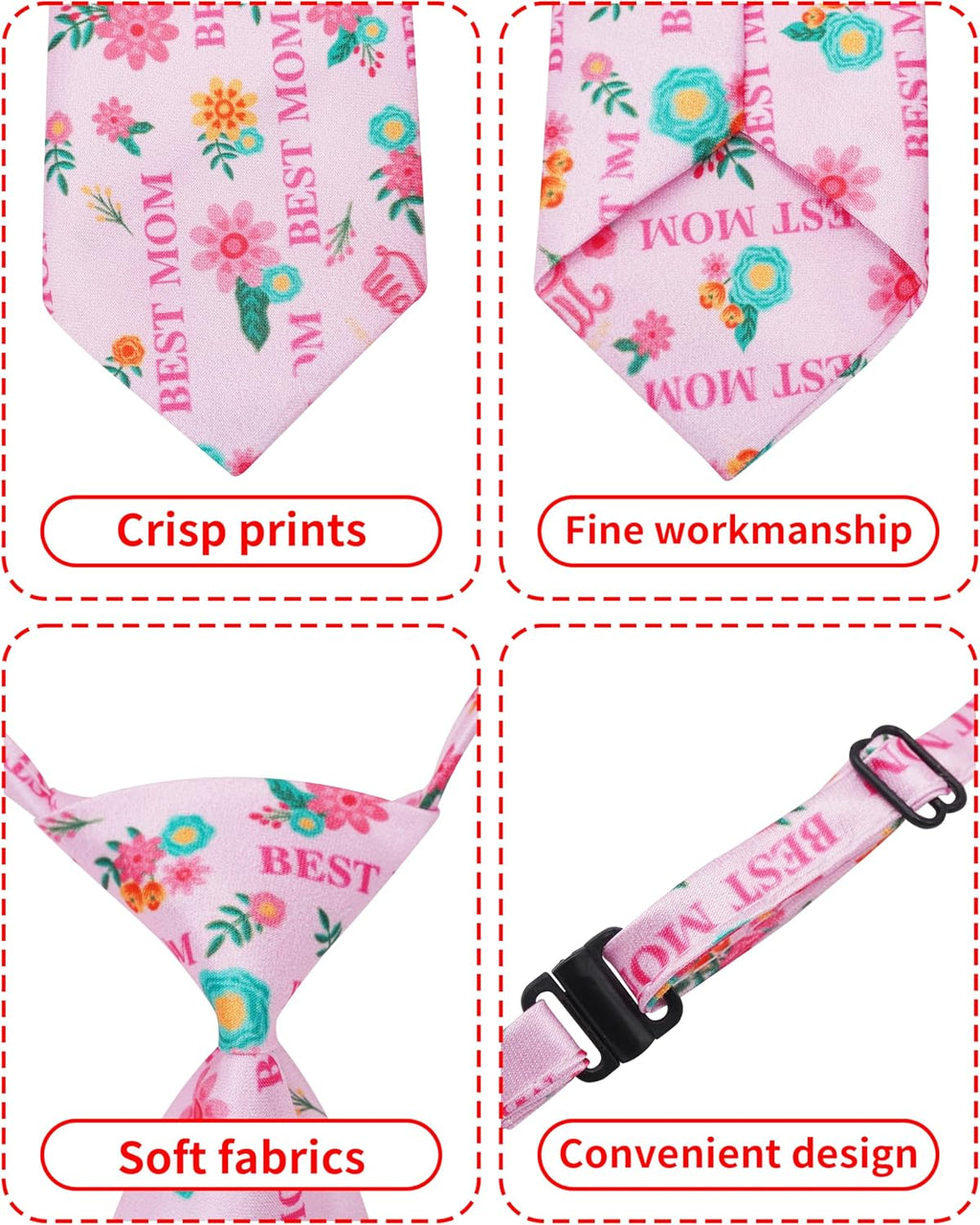 Close up view of the adjustable collar strap on the PET SHOW dog necktie