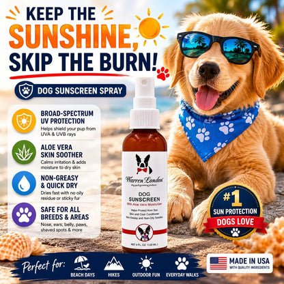 Warren London imported puppy sunblock spray bottle top angle