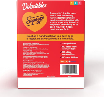 Grain free and no fillers label on Delectables packaging