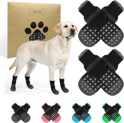 SCENEREAL Anti Slip Dog Socks to Prevent Licking Paws, Dog Booties & Paw Protectors for Hot Pavement Hardwood Floors, Traction Control for Small Medium Large Senior Dogs, Pink M - Image 15