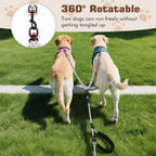 Close up view of the dual sponge padded handles on the Tivray double dog leash.