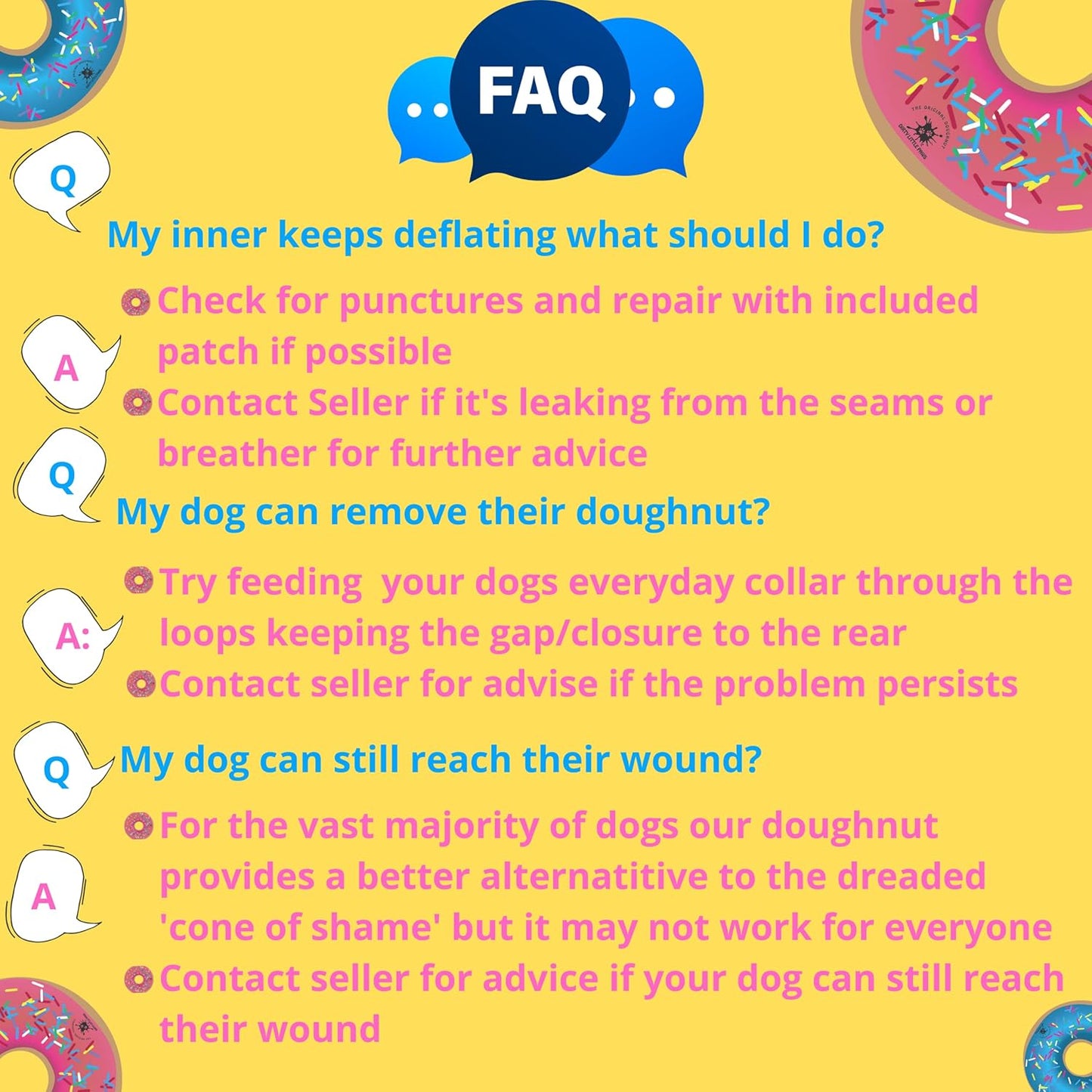Large breed dog wearing comfortable blue inflatable cushion neck ring