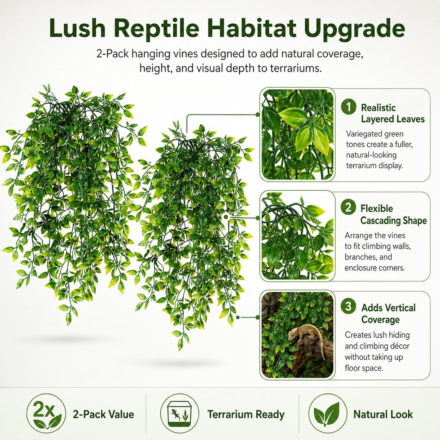 Mechpia artificial leaves for reptile terrarium