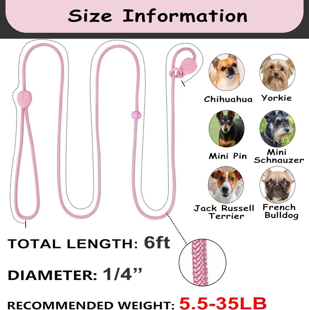 Pink Tochibabe dog training rope leash coiled neatly on a clean background.