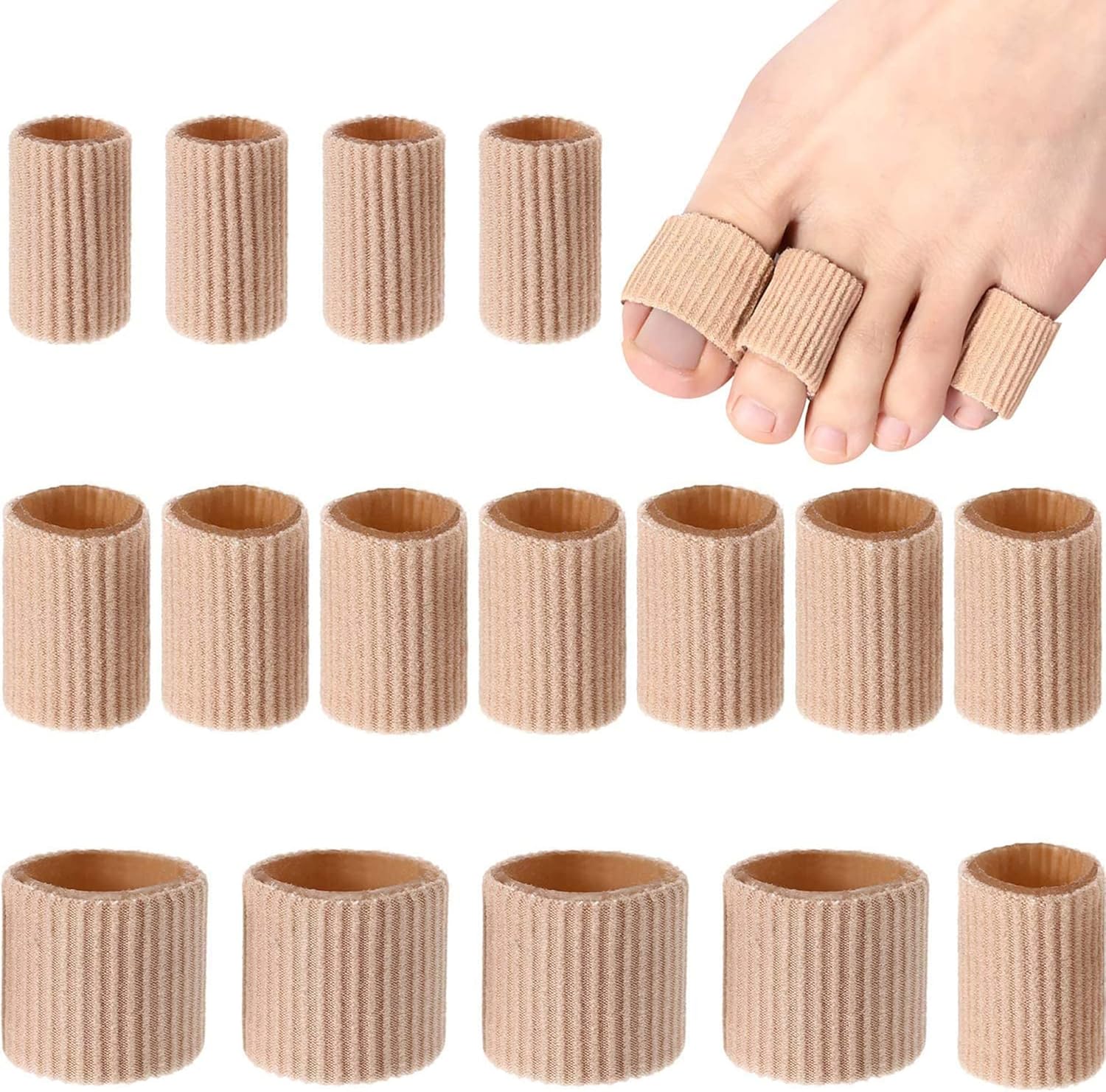 Blulu 16 Pieces Toe Cushion Tube Sleeves front view for corn protection