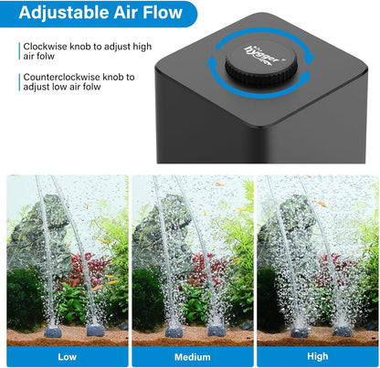 Hygger aquarium oxygen pump adjustment knob detail