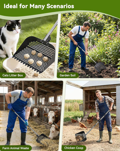 PawGiant heavy duty poultry litter shovel package including non-slip rubber grip handle and protective farm gloves