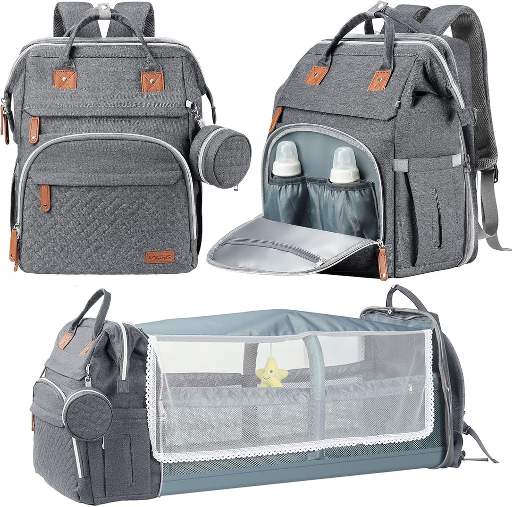 DERJUNSTAR baby diaper bag backpack front view with large capacity design