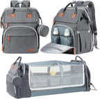 DERJUNSTAR baby diaper bag backpack front view with large capacity design
