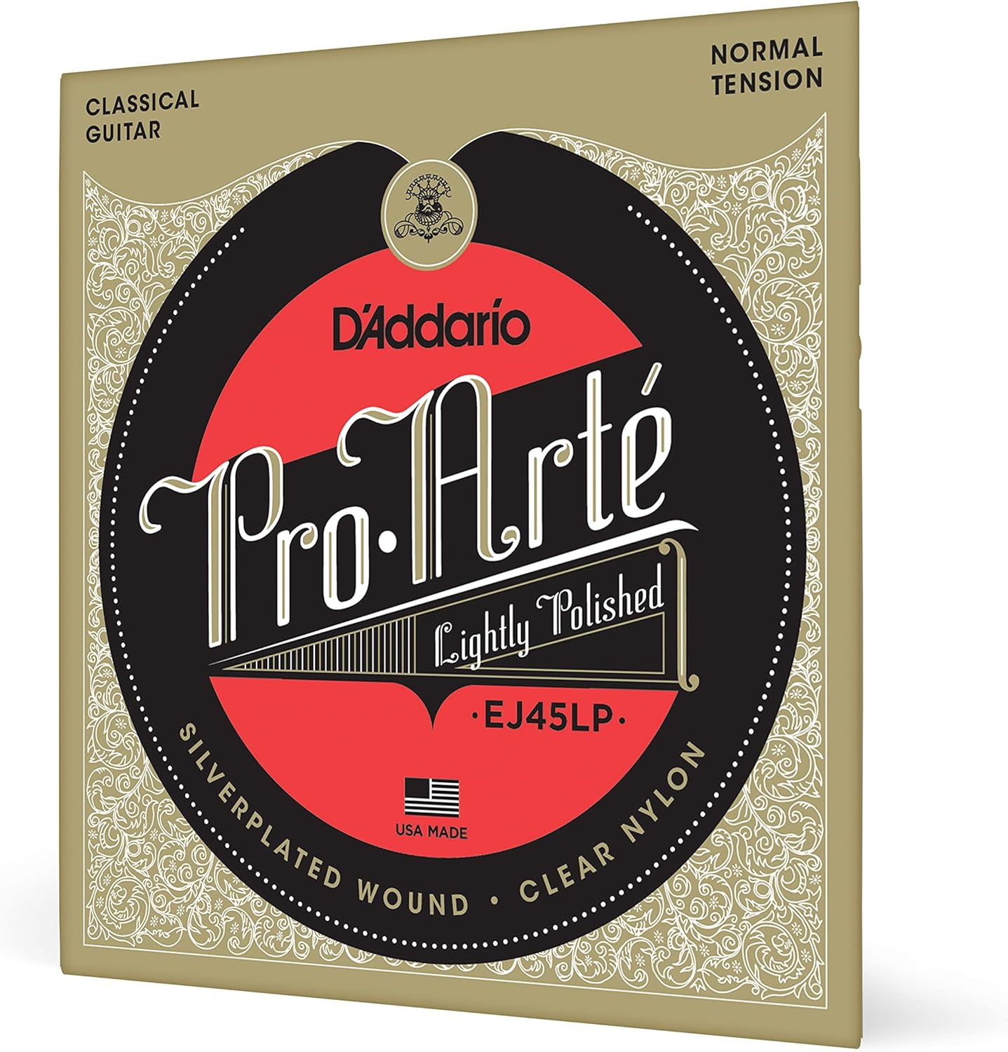 D'Addario Guitar Strings - Pro-Arte Classical Guitar Strings - EJ45LP - Nylon Guitar Strings - Silver Plated Wrap, Composite Core, Clear Nylon Trebles - Lightly Polished, Normal Tension - Image 1
