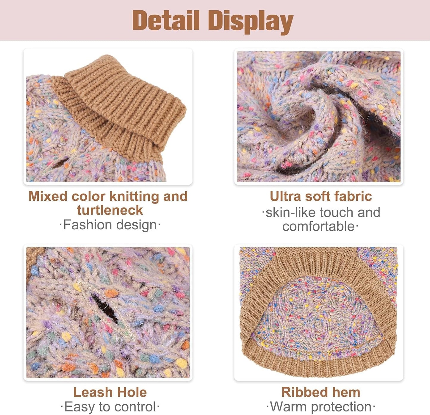 BEAUTYZOO fuzzy thread knitted turtleneck dog knitwear side profile