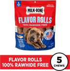 Back of Milk-Bone Flavor Rolls package showing ingredient list and feeding instructions
