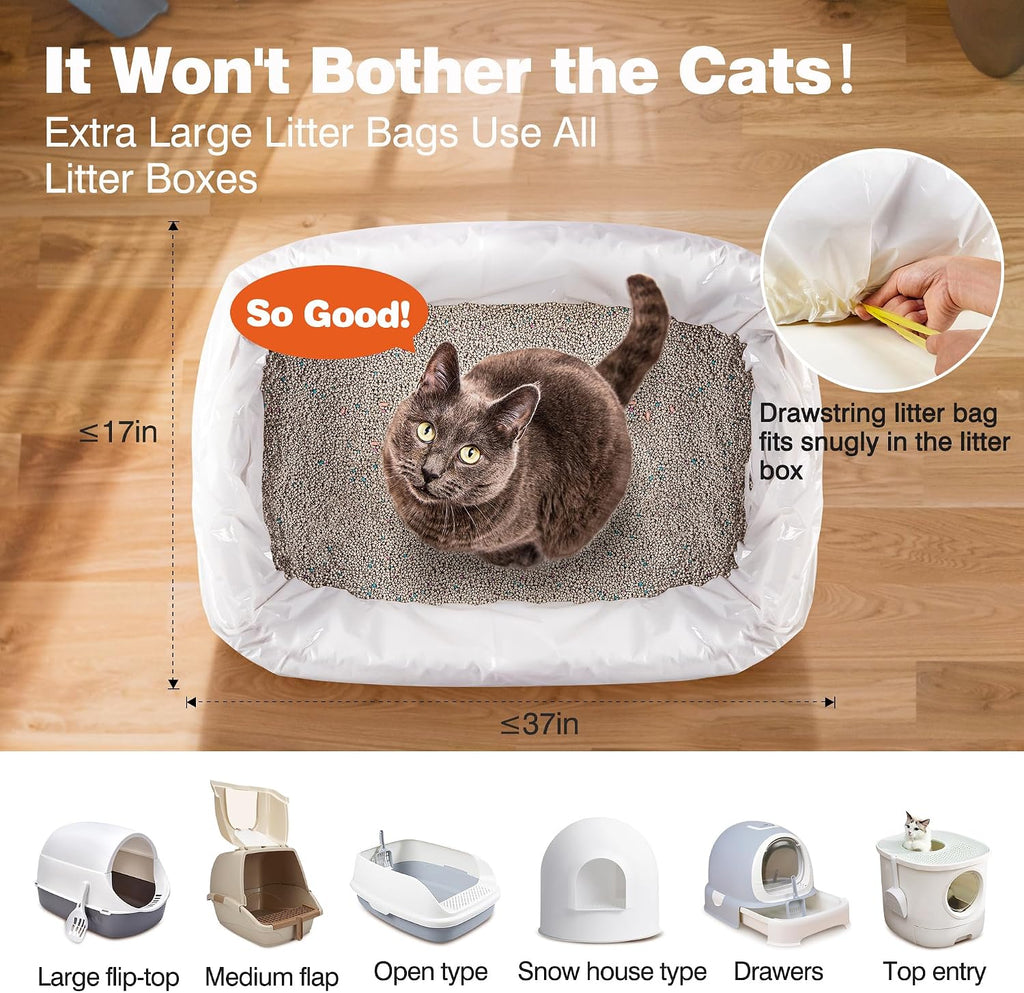 ADDPETS cat litter filter bag demonstrated in a litter box