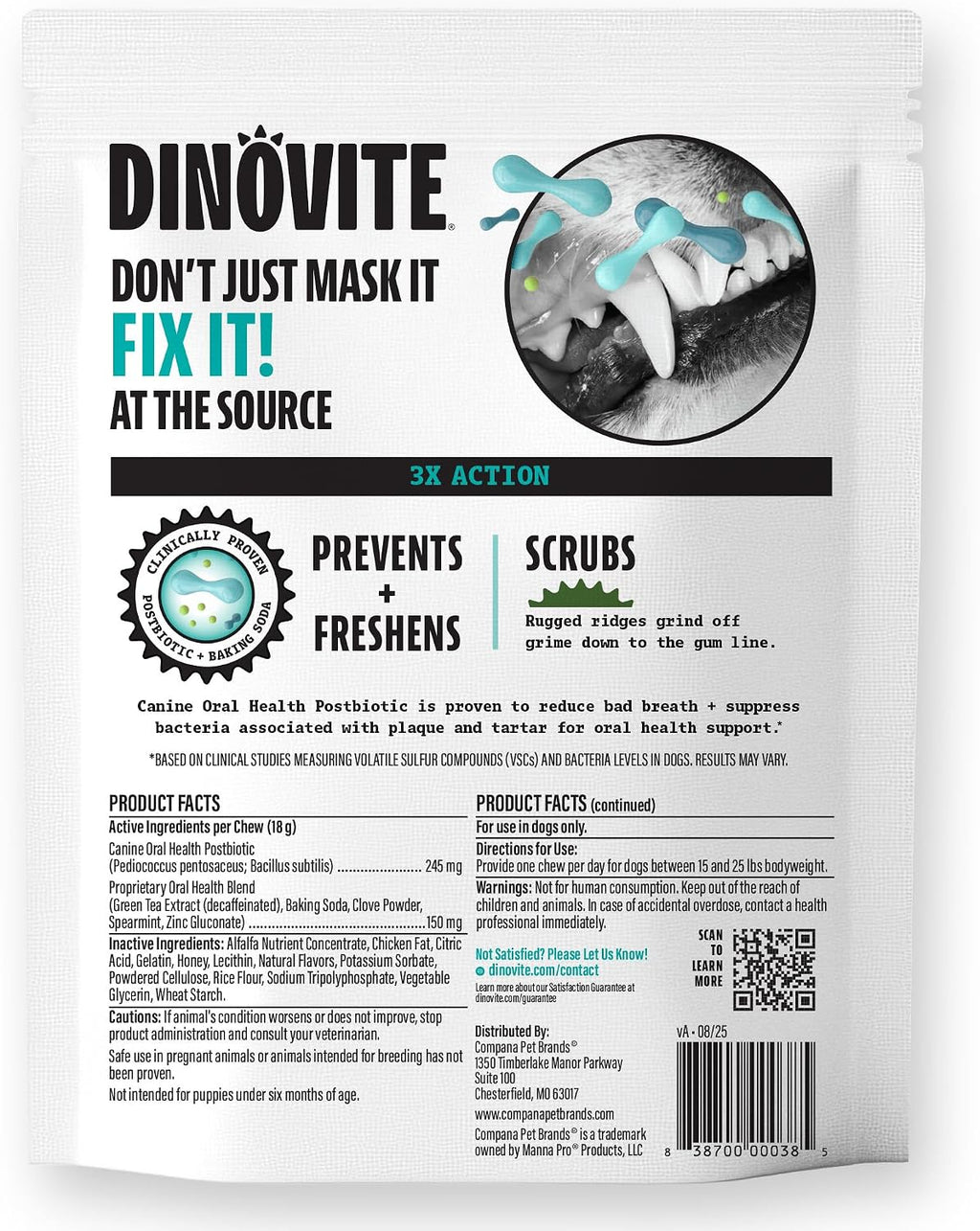 Dinovite Dental Chews for Dogs, Triple Action Dental Dog Treats for Small Breeds, Clinically Proven to Prevent Plaque & Tartar While Freshening Breath, Fresh Mint Flavor, Made in USA, 30 Count - Image 11