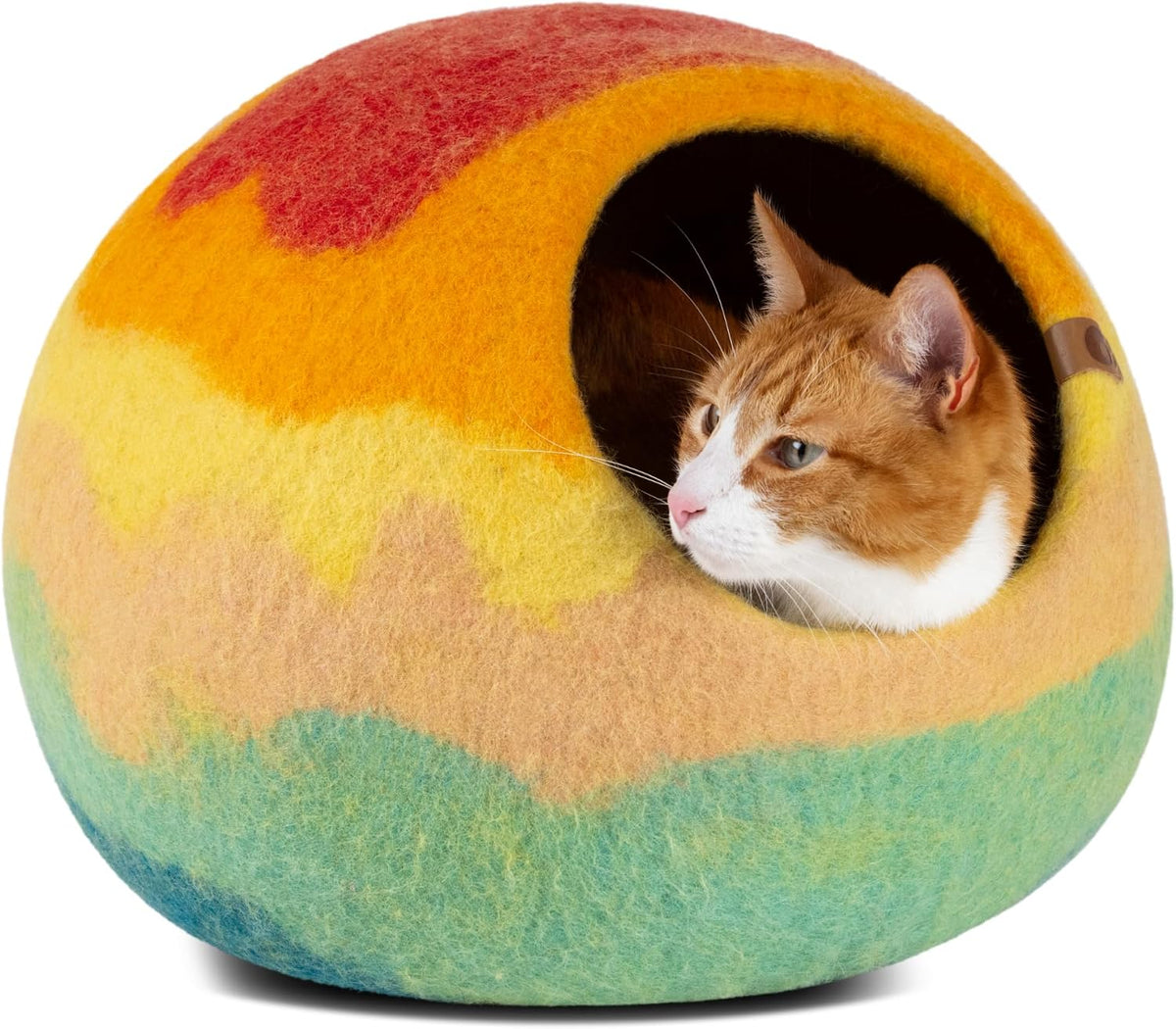 MEOWFIA Cat Cave - Premium Felt Cat Bed Enclosure for Indoor Cats, Handmade Merino Wool (Light Gray, Medium) - Image 13