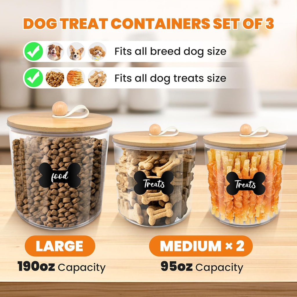 Hoytamdar pet storage containers with matching scoops and labels