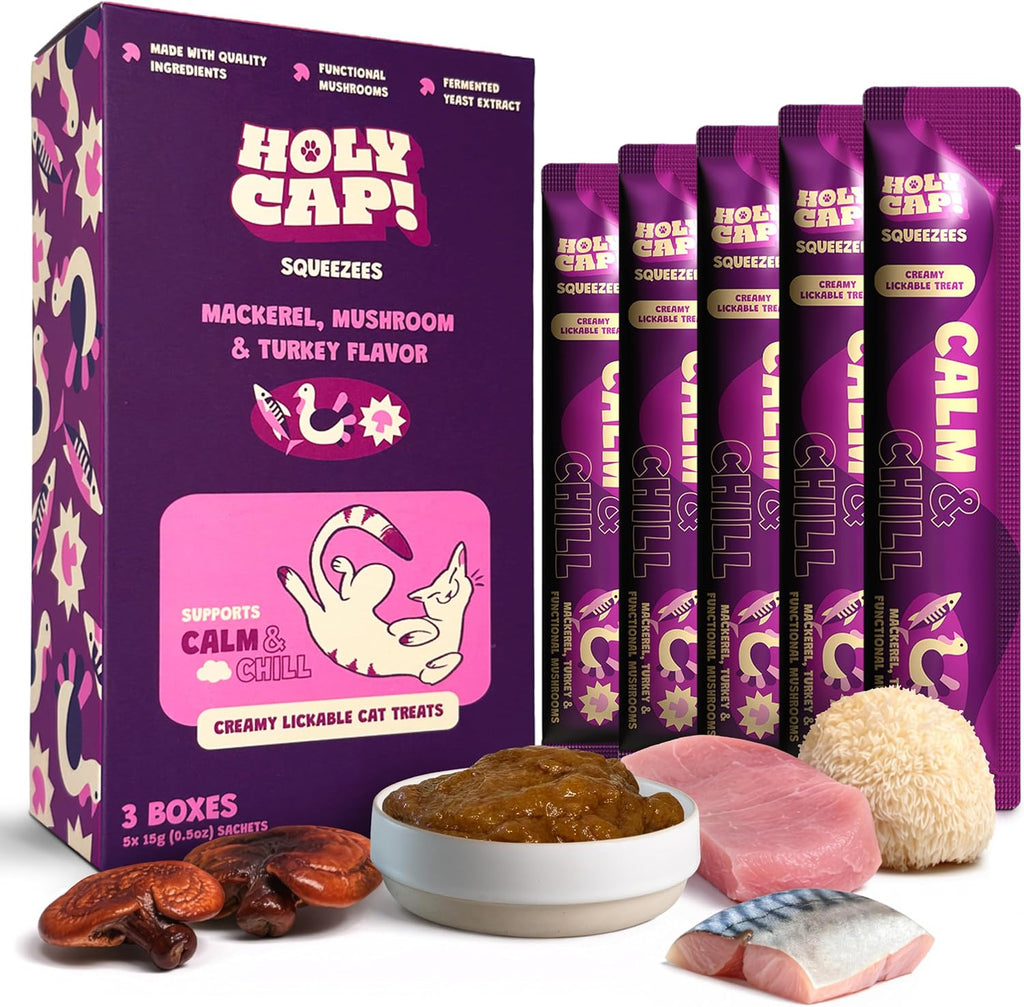 Calm & Chill Grain-Free Lickable Cat Treats 5 Squeezable Pure Tubes (0.5 oz Each), Mackerel & Turkey Flavor, Creamy Cat Pure with Clean Ingredients, Hand-Fed Treat or Meal Topper - Image 13