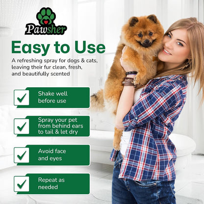 Lick-safe Pawsher lavender dog deodorant spray ingredients label