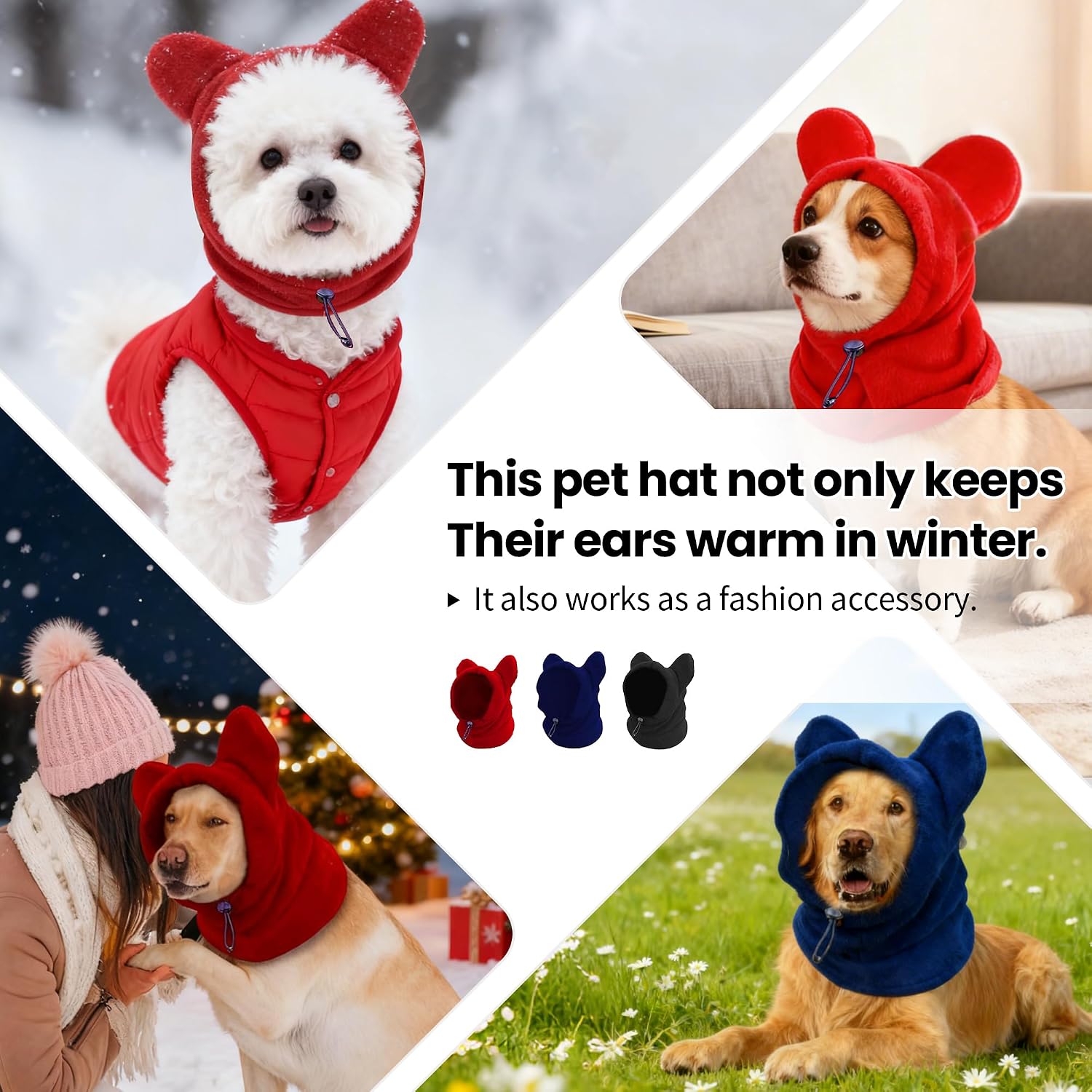 Close up of adjustable drawstring on dog snood
