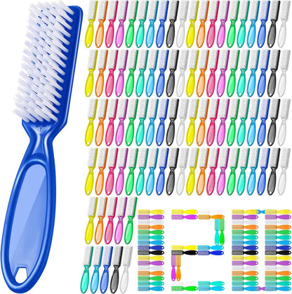 Mifoci handle grip nail brush front view showing assorted cute colors for manicure cleaning