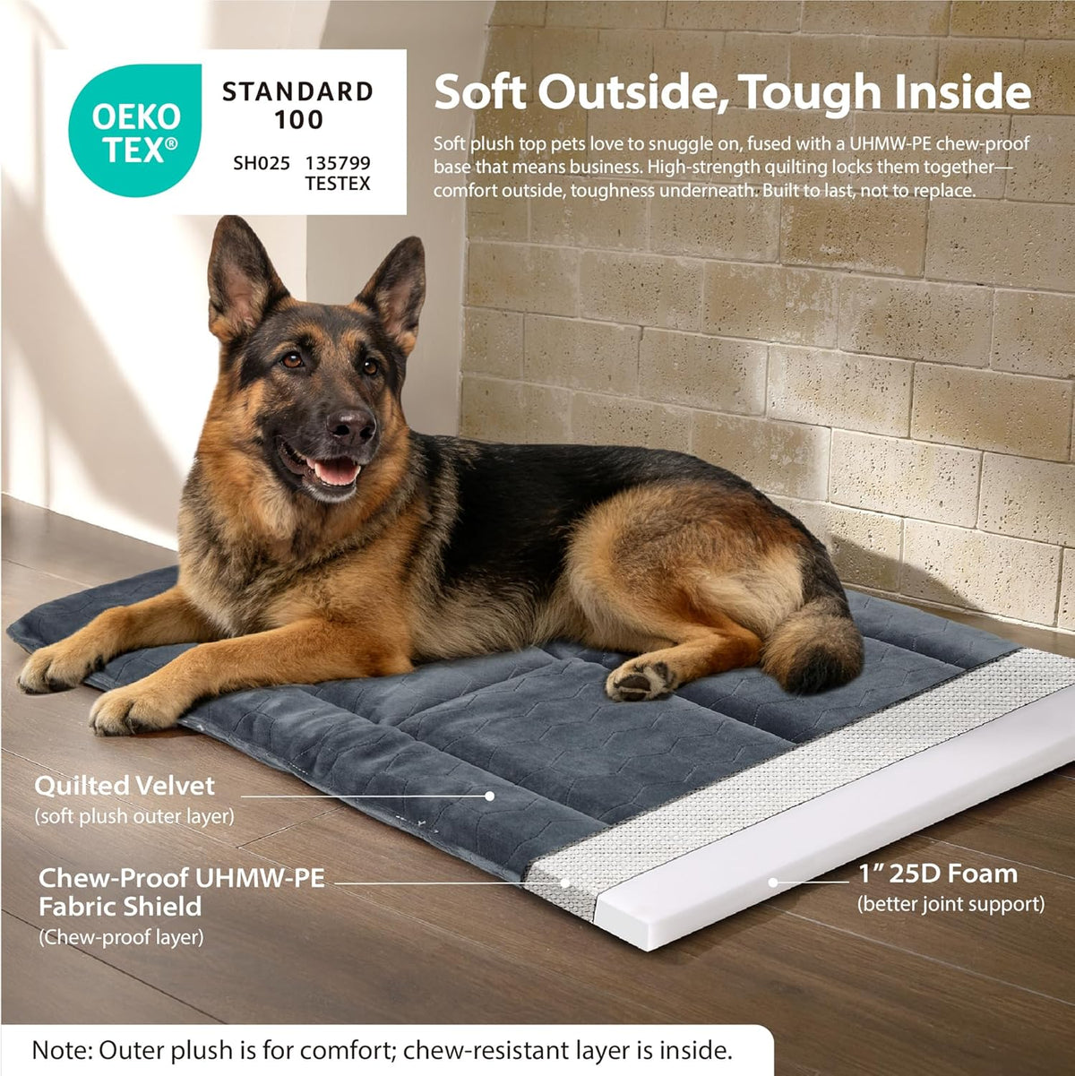 Dog sleeping on Zakapaws durable kennel mat