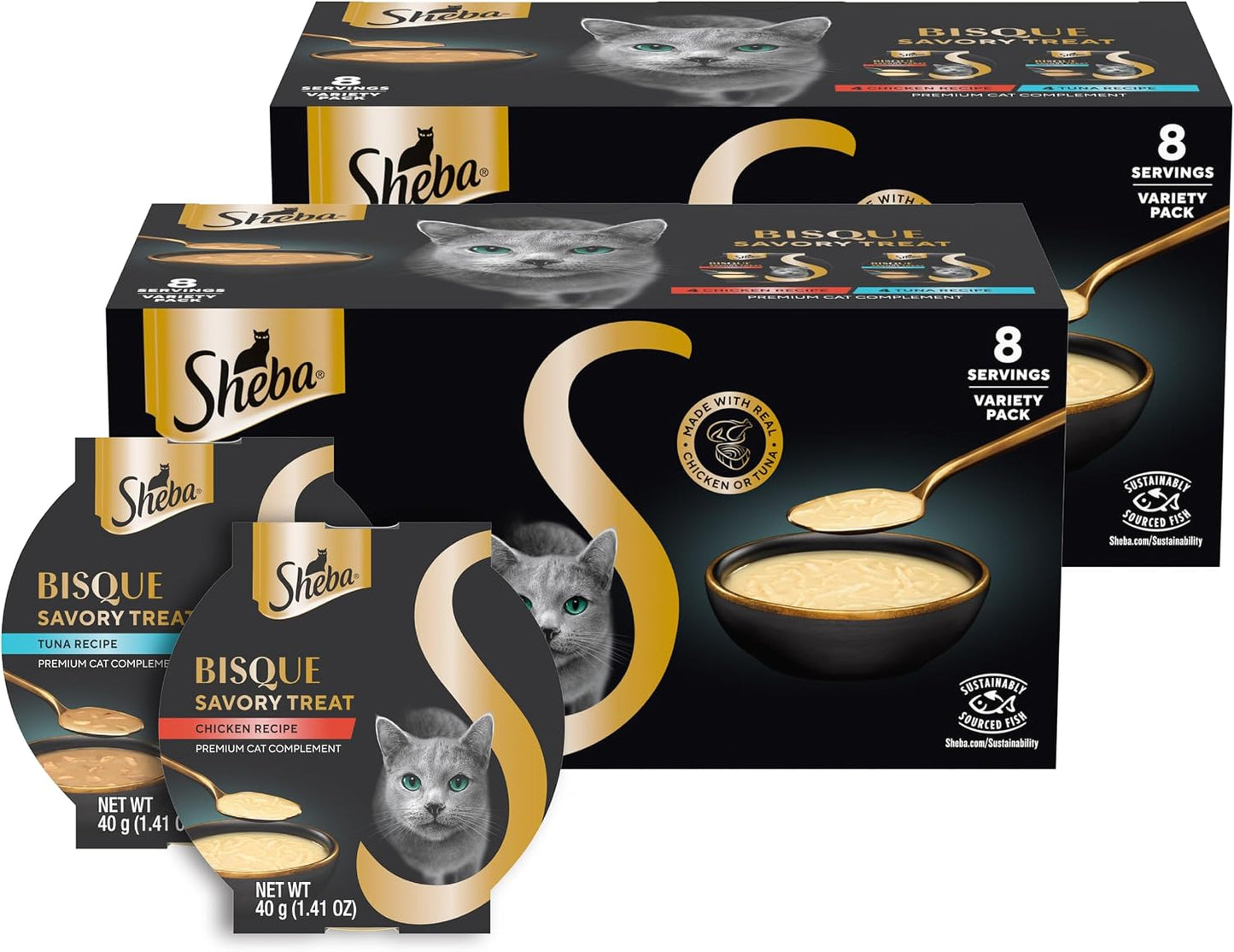 Sheba Bisque Lickable Cat Treats & Cat Food Toppers Chicken Recipe, 1.4 oz. Bowls, 14 Count - Image 9